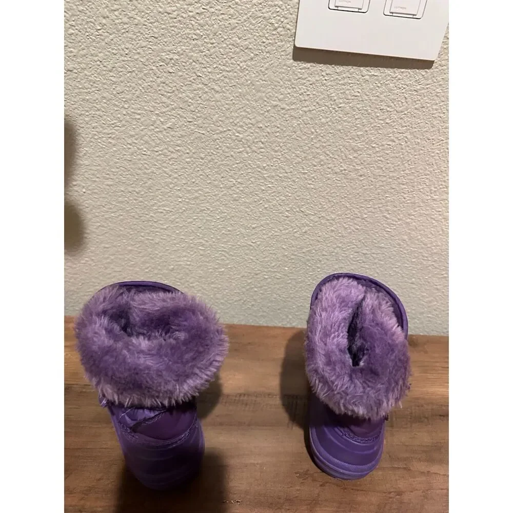 Purple Toddler Snow Boots with Adjustable Straps Size 7/8